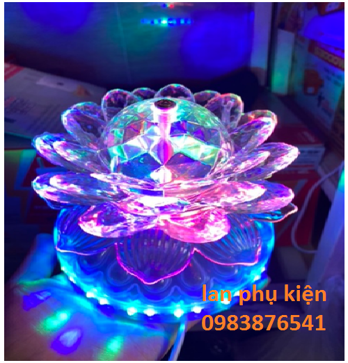 Đèn led hoa sen xoay tròn đèn bàn thờ.