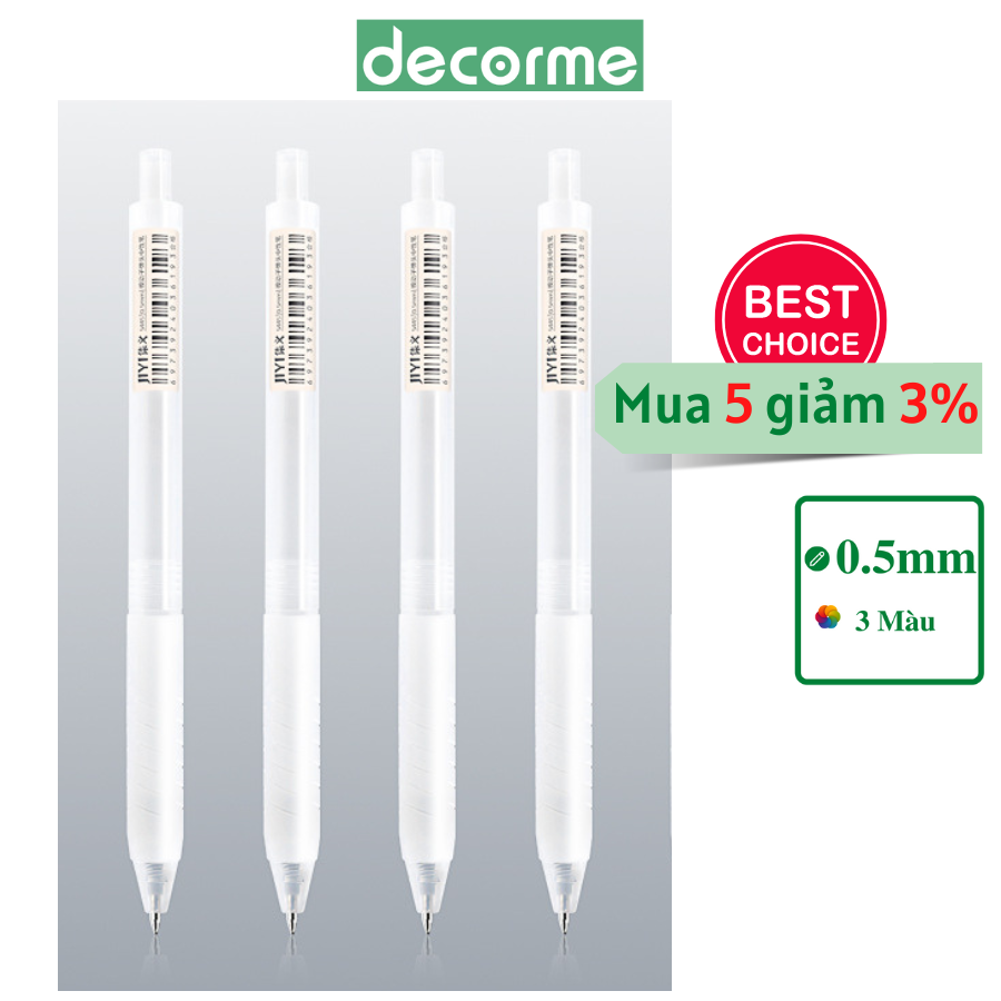 Bút Gel Bấm Mực Đen Basic Resun DecorMe Bút gel mực đen
