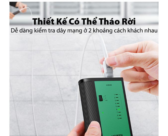 Bộ Test cáp mạng Ugreen 10950 (thích hợp cho cáp mạng RJ45,RJ11/12) Chính Hãng