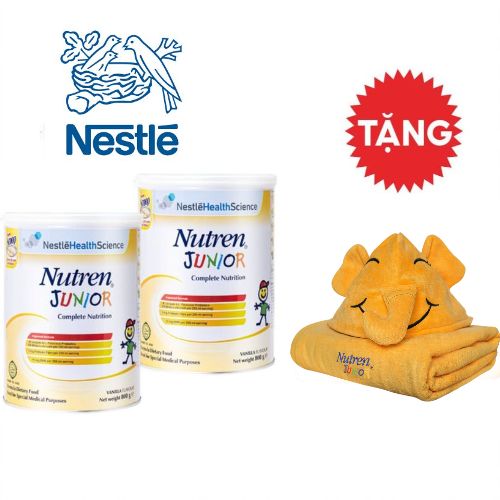 Tặng 01 Khăn choàng tắm Combo 2 lon Sữa bột Nutren Junior 800gr