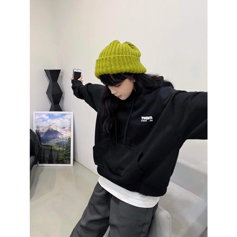 [Nhập Lazxuhuong03 - Giảm 40k/299k]Áo Hoodie Twenti Nỉ Cotton 2022 In Basic Form Ngắn