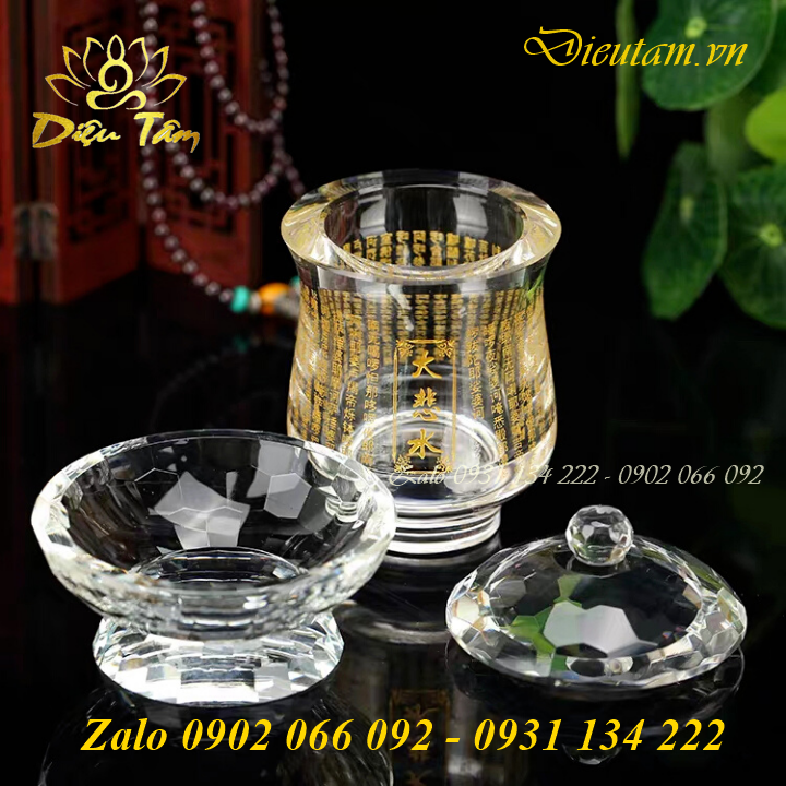 Ly nước thờ, chén thờ pha lê cúng bày bàn thờ