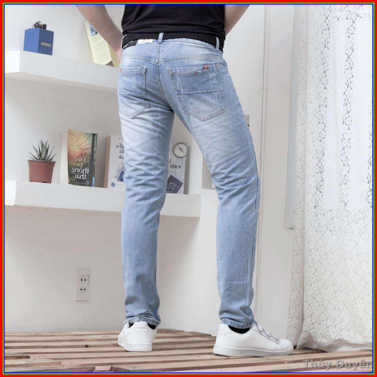 Quần jean nam cao cấp XANH BẠC cào xước  5678, không xù lông, không ra màu, chất giãn tốt N4-154