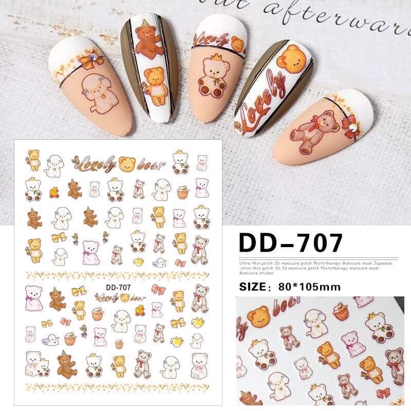Sticker hình dán móng gấu teddy siêu hot
