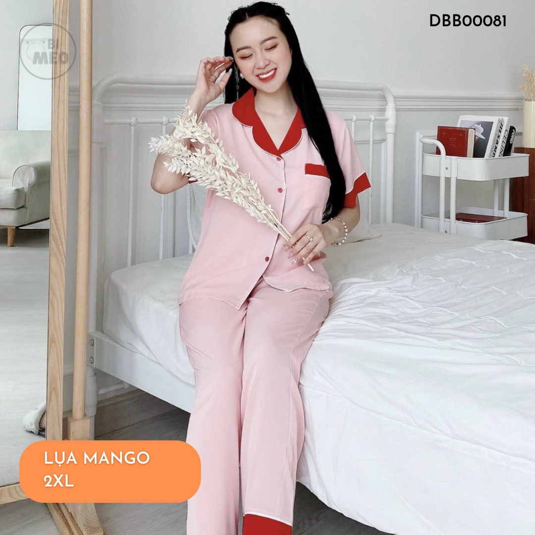 Đồ bộ Pijama mặc nhà - Quần dài có cổ chất lụa siêu mát