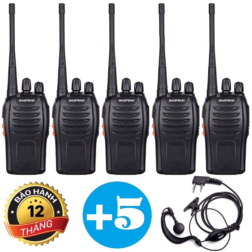 Bộ 05 Baofeng BF888S + 05 Tai Nghe Chuyên Dụng - BH:12 Tháng