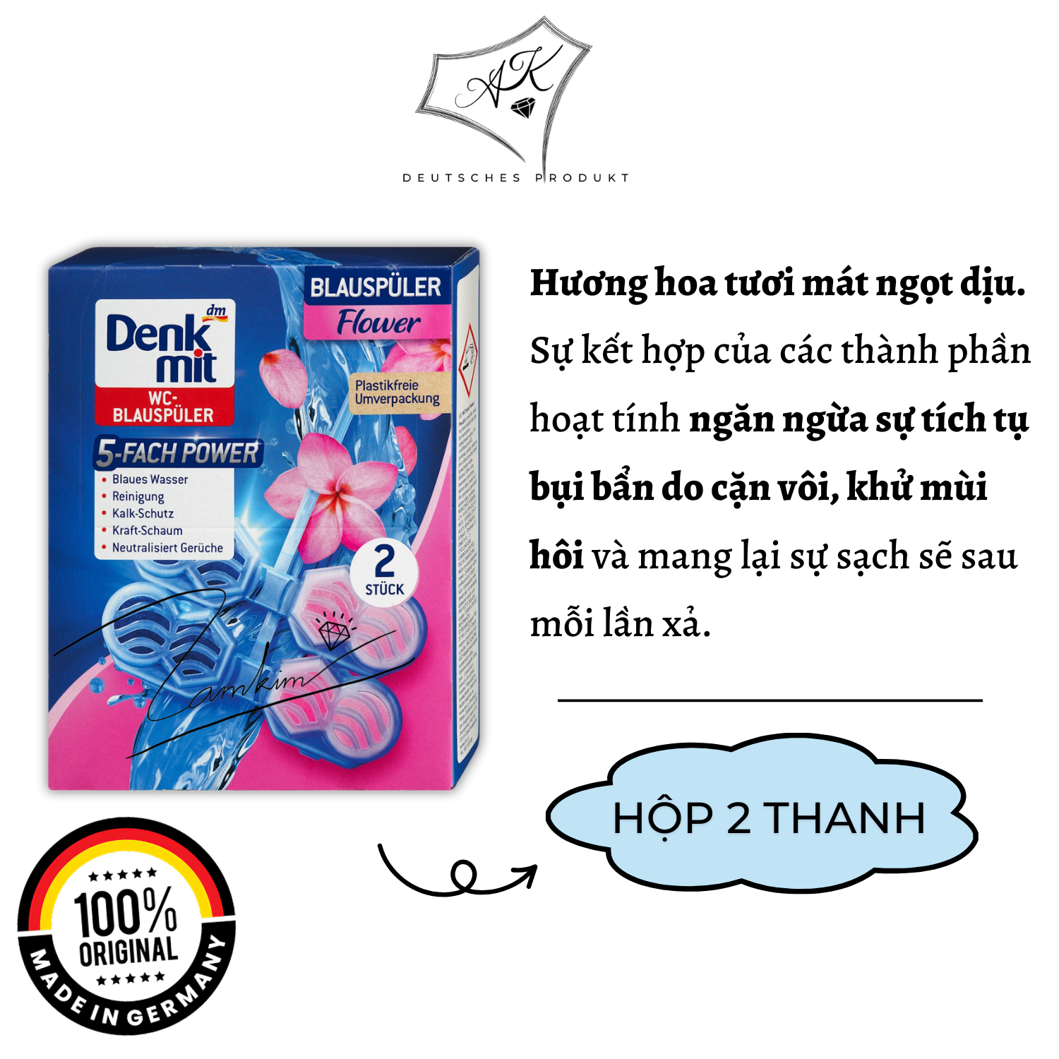 [ Hàng Đức ] Viên treo bồn cầu nội địa Đức - Denkmit