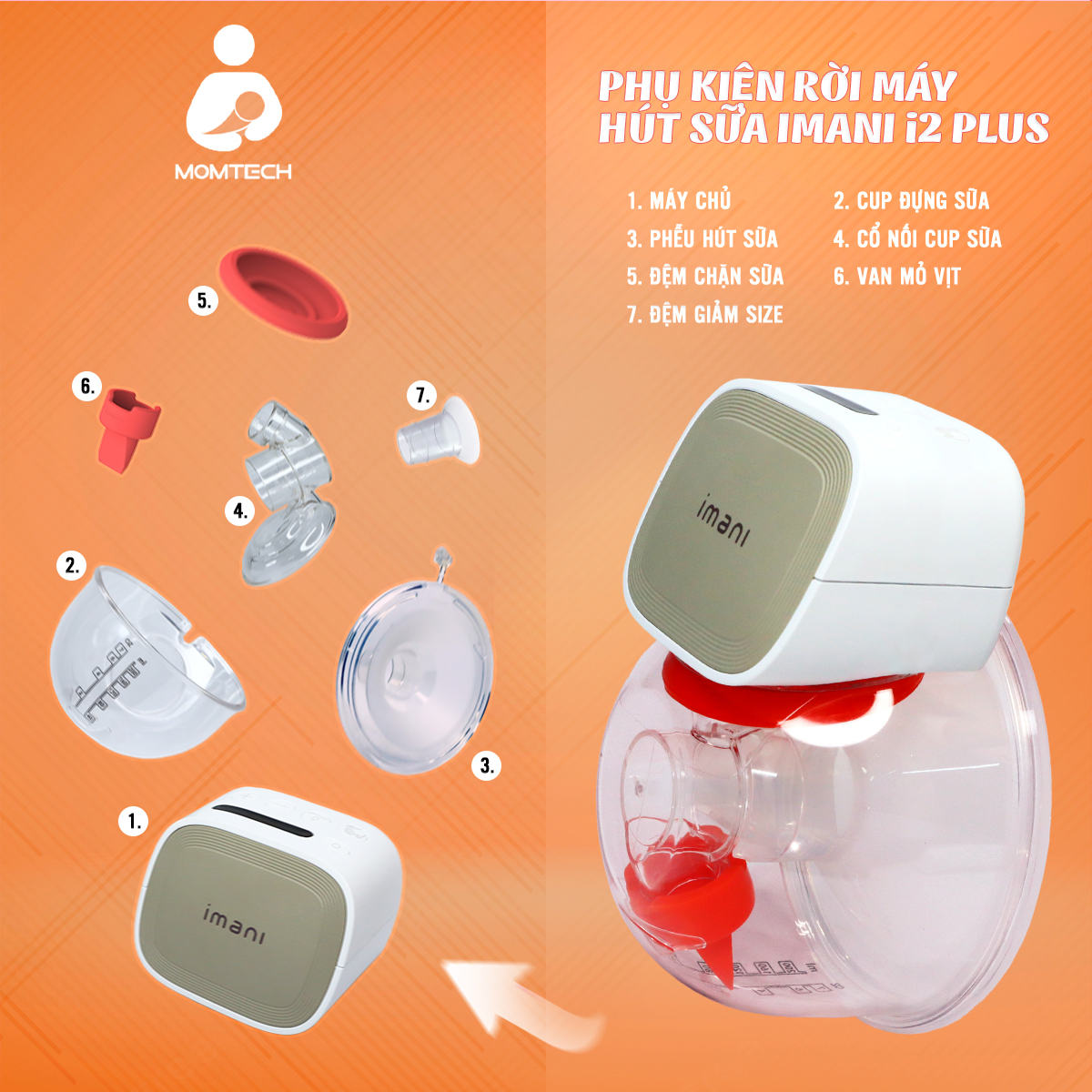 Máy Hút Sữa Không Dây IMANI I2 và I2 PLus Máy Hút Sữa Rảnh Tay 200ml