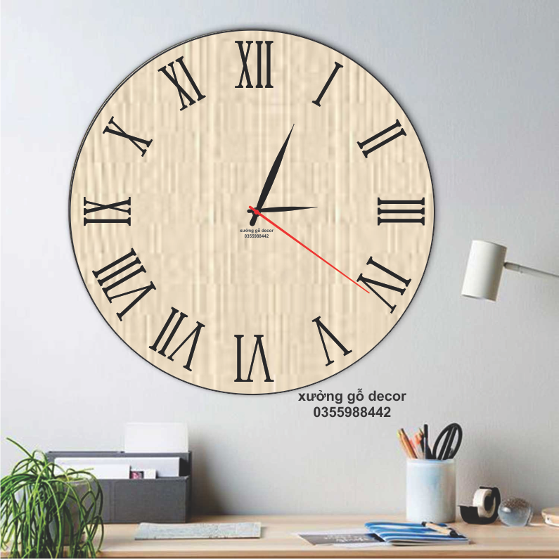 Đồng Hồ Gỗ Treo Tường Số La Mã Decor Độc Đáo