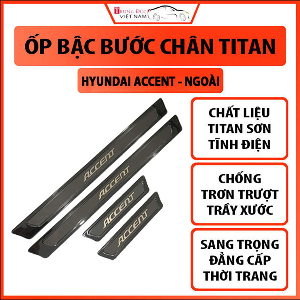 Ốp bậc cửa - nẹp bước chân xe huyndai accent 2018-2020 - mẫu titan