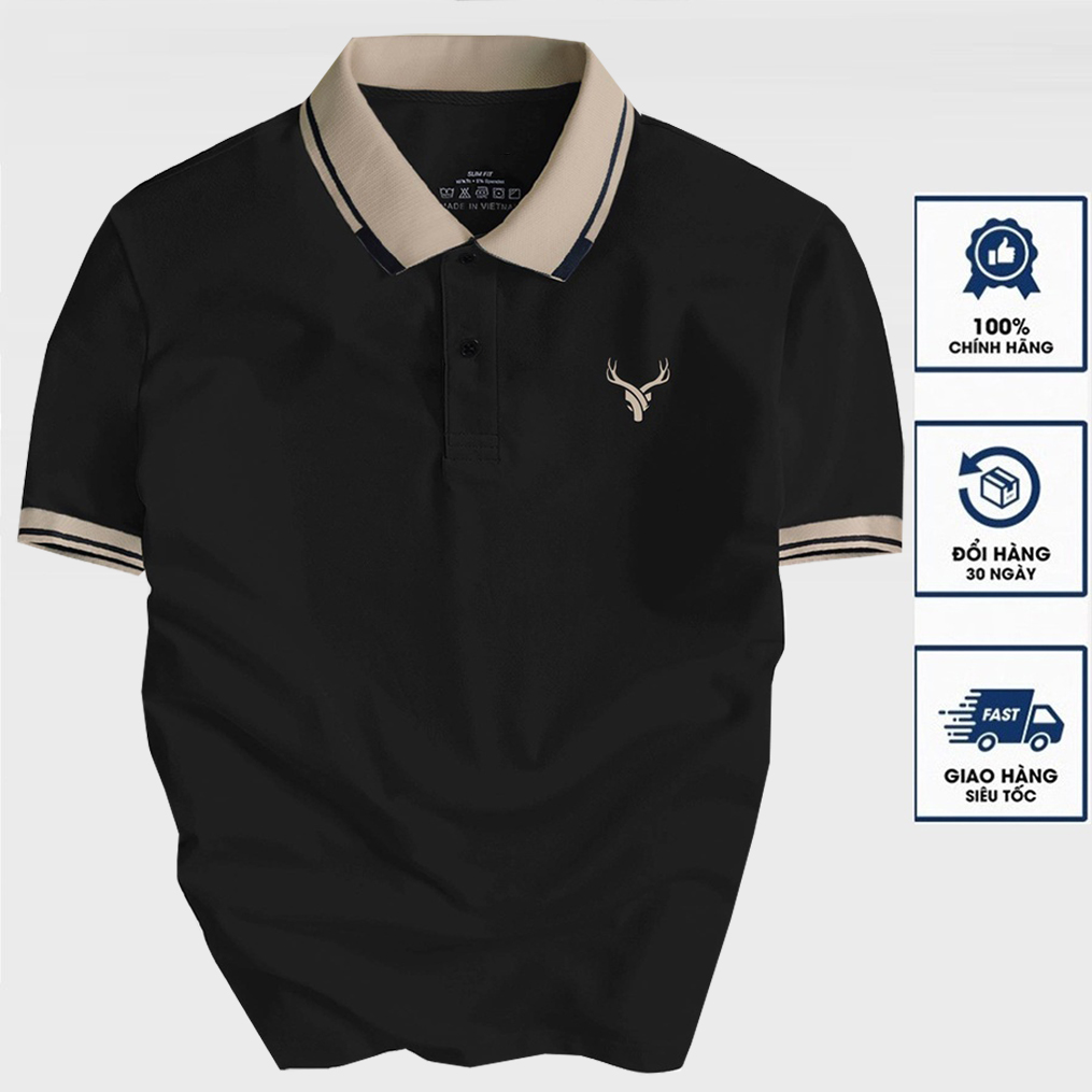 Áo thun Polo nam thêu Logo DEER vải thun cotton 4 chiều co giãn cực kỳ sang trọng