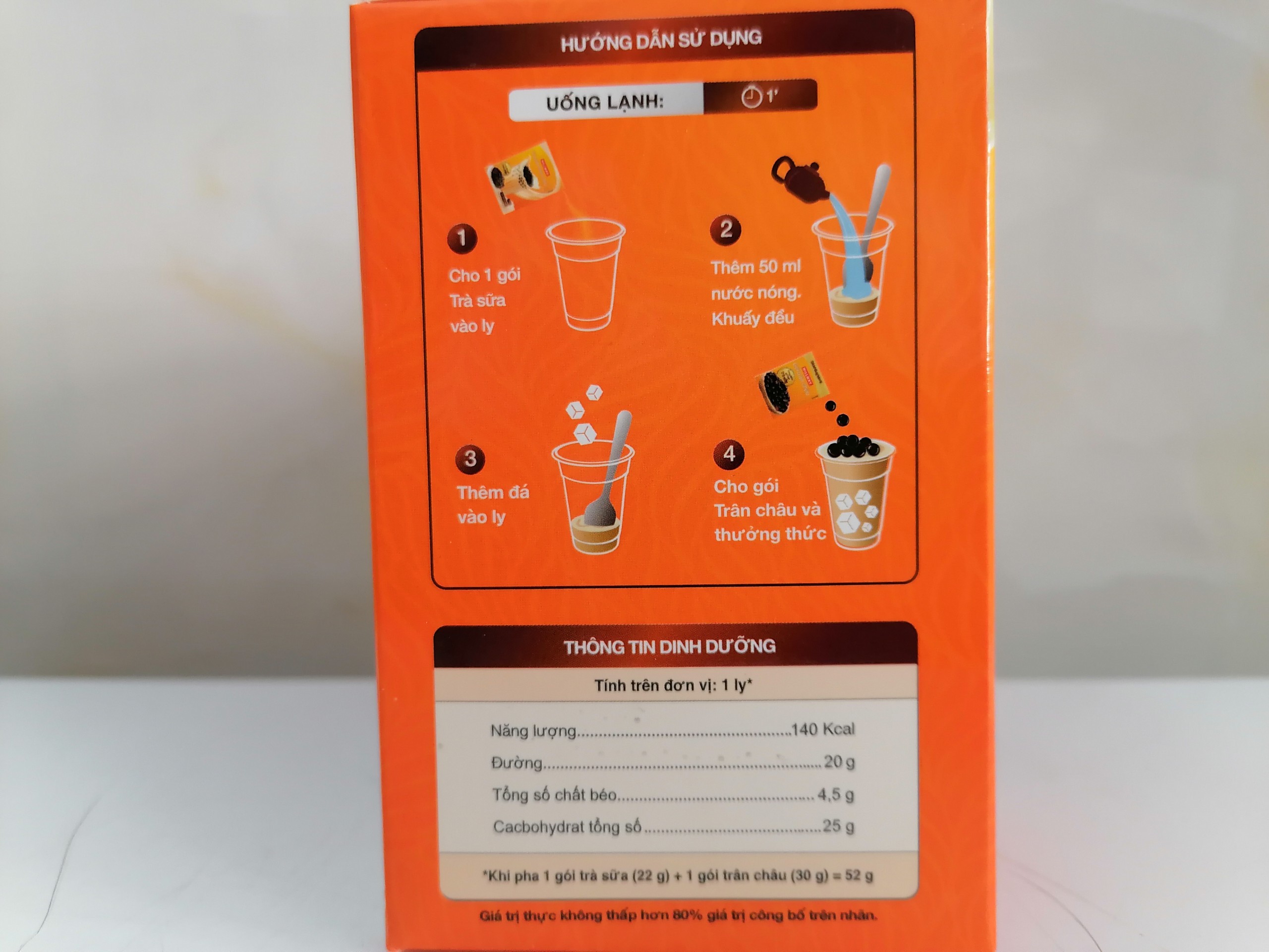 [Hộp 416g (8 LY)] TRÀ SỮA TRÂN CHÂU [VN] HILLWAY Bubble Milk Tea (btn-hk)