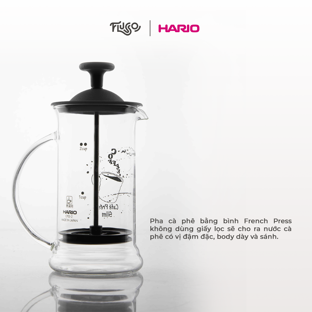 Bình French Press Hario CPSS 240ml: CPSS-2-TB