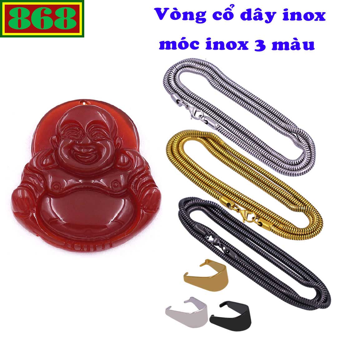 Dây chuyền mặt Phật di lặc đá Mã Não đỏ 2.9 - Mặt Size nhỏ