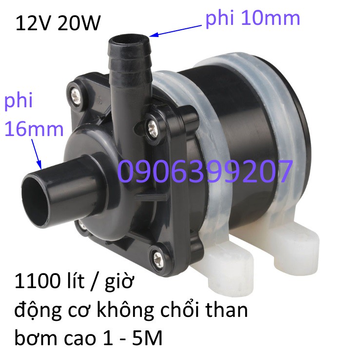 Máy bơm chìm không chổi than 12v 20w - máy bơm nước hồ cá