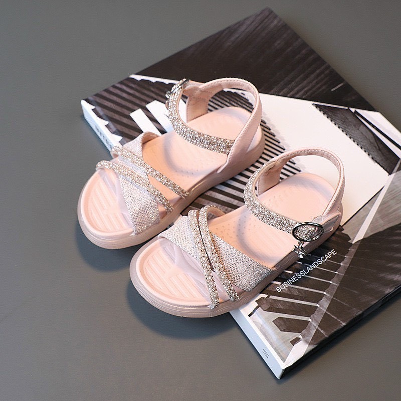 Giày Sandal quai chéo lấp lánh cho bé gái