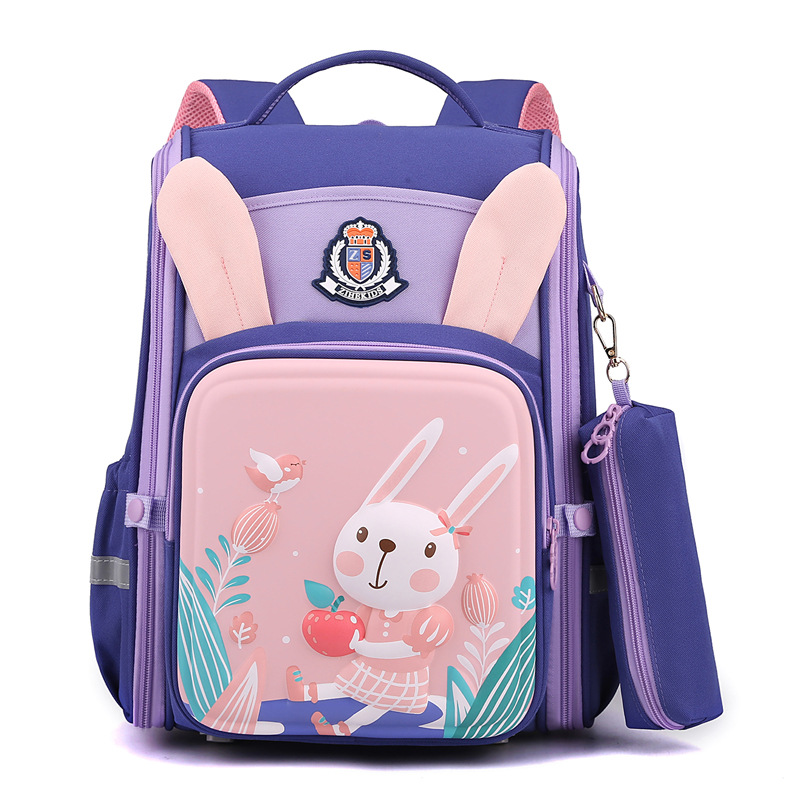 [Physical commitment-with pen holder] Anti-Humpback backpack for boy girl from grade 1 to Grade 4, waterproof 3D printing rucksack book bag