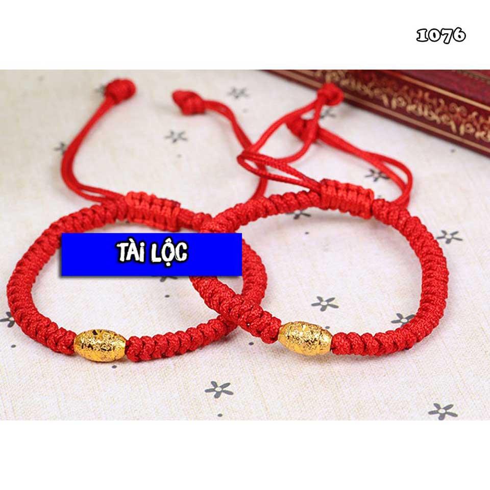 Vòng Chỉ Đỏ May Mắn Mix Hạt Xi Vàng Ah1076