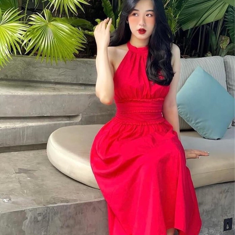 Maxi Cổ Yếm Nơ Lưng