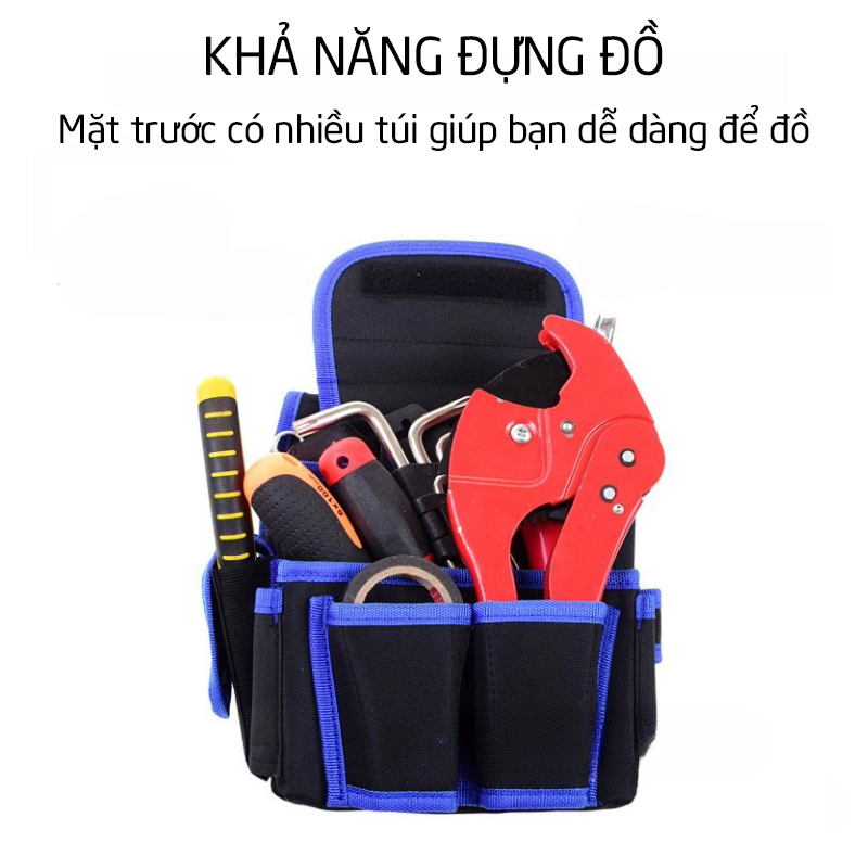 Túi Đựng Dụng Cụ Điện Nước Y1 Đa Năng, Màu Đen Viền Xanh, Túi Tích Hợp Đa Năng