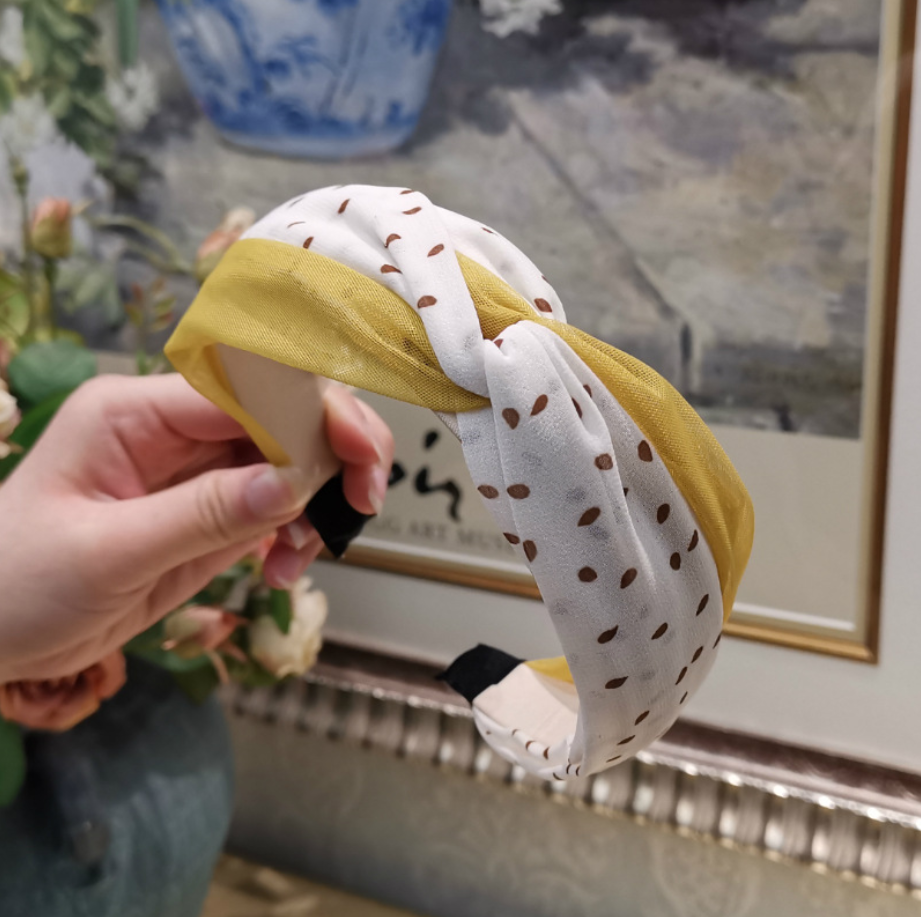 Cài tóc voan chấm bi cài tóc turban cài tóc băng đô nữ thời trang