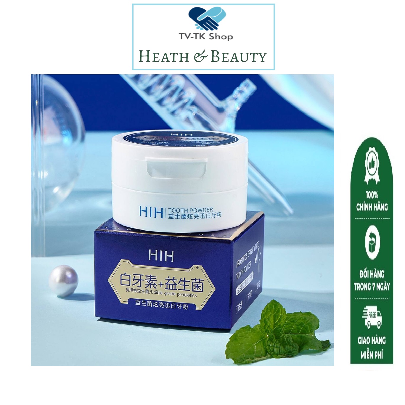 Bột trắng răng men vi sinh hih probiotics khử ố vàng sạch vết ố răng