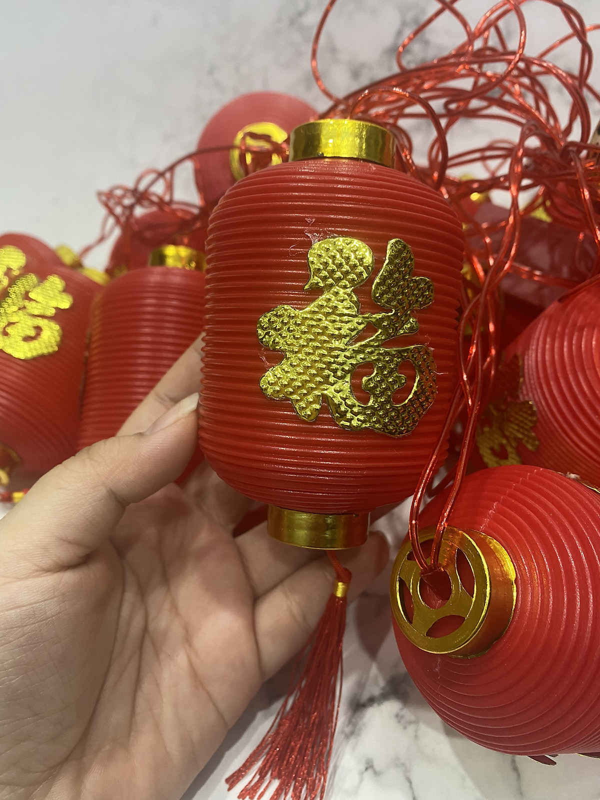 Lồng Đèn Led Đỏ Trang Trí Lễ Tết, Dây 5m 16 bóng