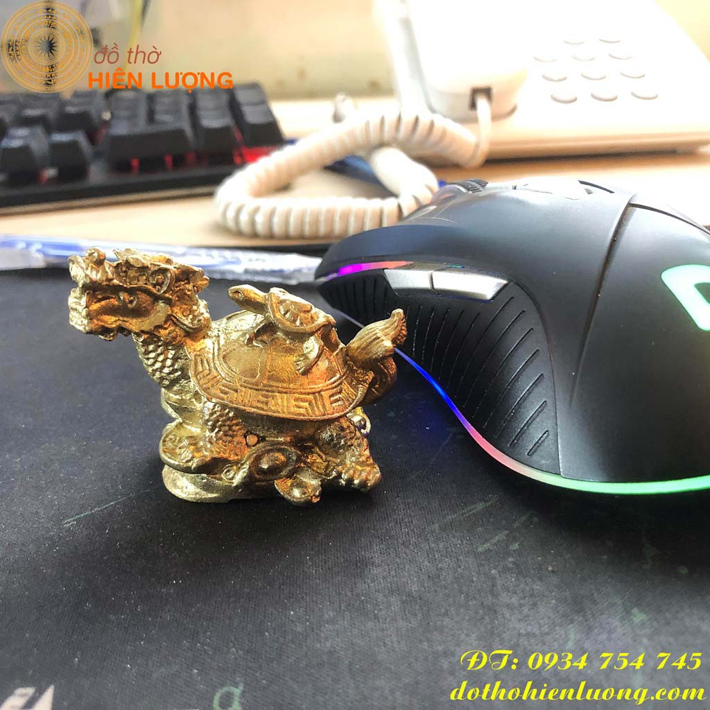 Long Quy Mini Bằng Đồng Phong Thủy Cao 5cm- Rùa Đầu Rồng