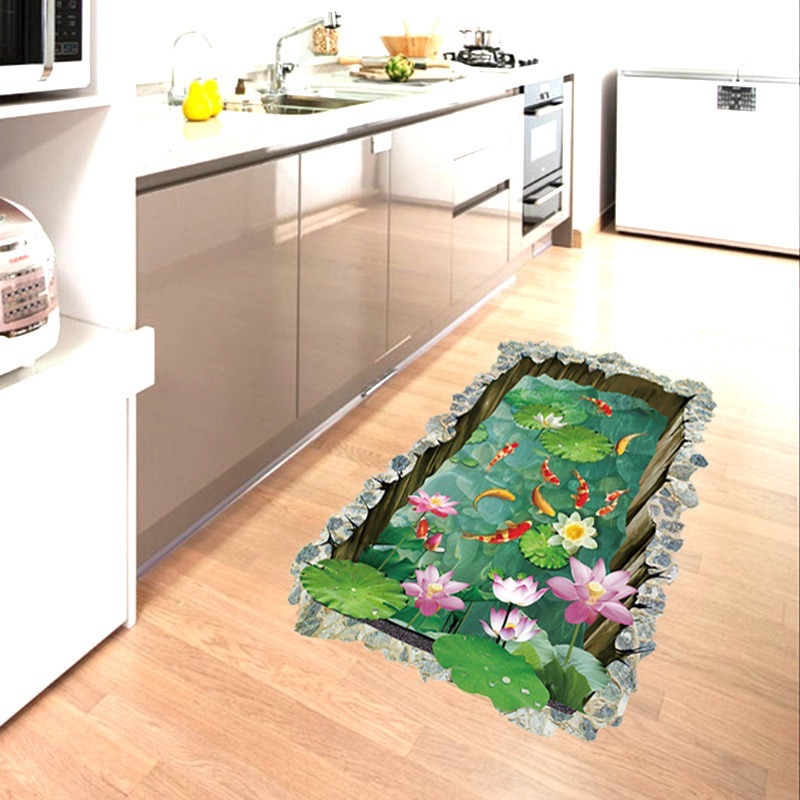 Decal tranh dán tường hồ cá 3D