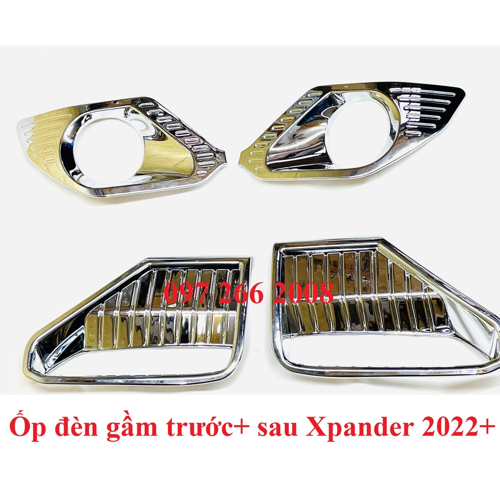 Ốp viền đèn gầm trước+ sau xe Mitsubishi Xpander 2022, 2023 nhựa ABS mạ crom cao cấp