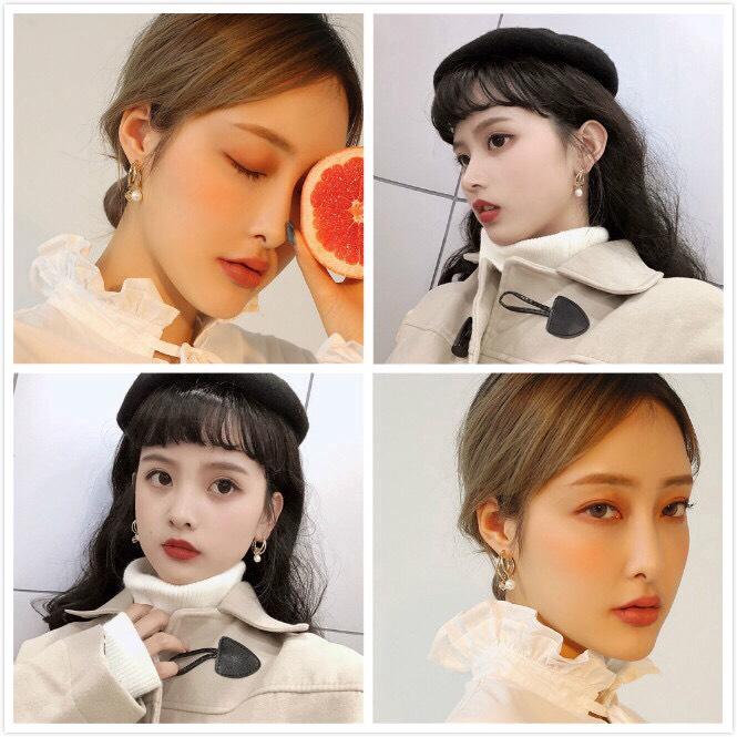 Khuyên tai vuông ngọc tòn teng - th21