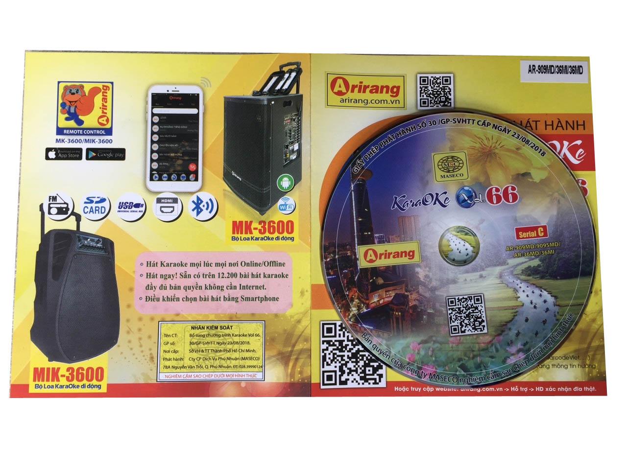 Đĩa Serial C Vol 66 mới nhất, dùng cho các Model đầu Arirang : AR-909MD / 909SMD / 36MD / 36MI