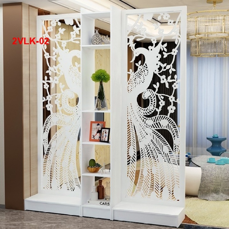 Vách Ngăn Bình Phong Họa Tiết Hiện Đại ( 2 Vách 1 Kệ) - Nội thất lắp ráp Viendong Adv
