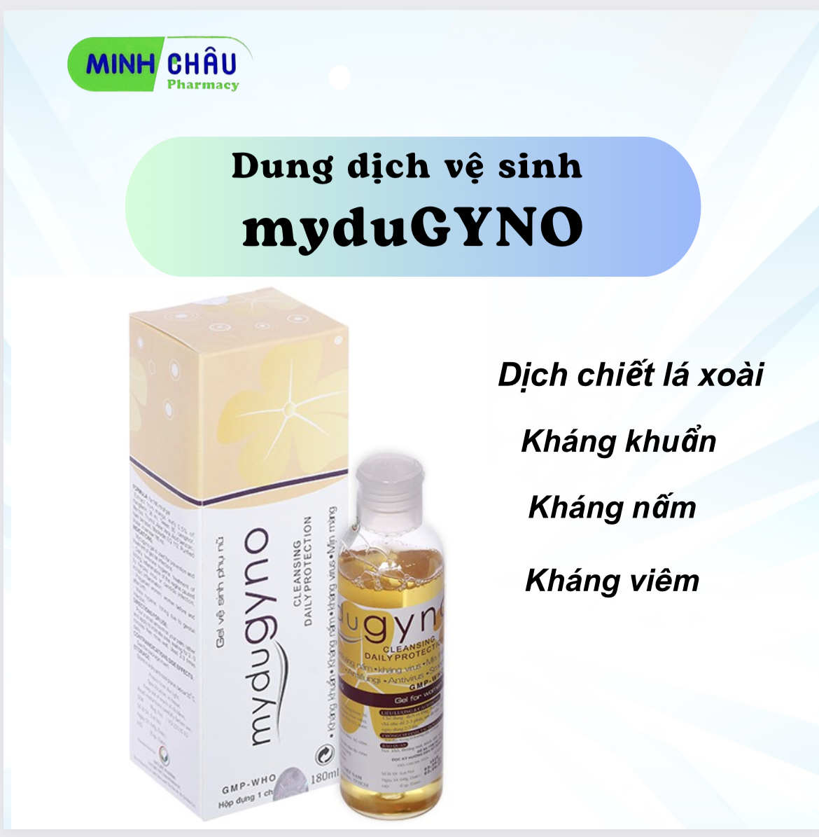 ✅ Dung dịch vệ sinh phụ nữ Mydugyno dịch chiết lá xoài,nước rửa phụ khoa chăm sóc vùng kín