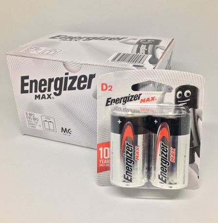 Energizer Alkaline Max Large Size D Batteries, Pack of 2 1.5V Batteries (Genuine Imported)