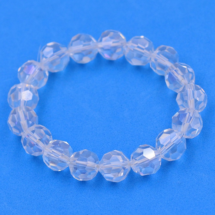 [HCM]VÒNG TAY THỦY TINH CẮT GIÁC 10 LY VFLGTT10 ( MÀU TRẮNG TRONG )