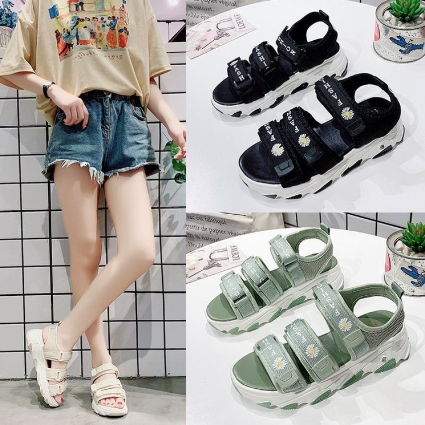 Sandal Nữ Fashion 3 Quai Hình Hoa Cúc Hottrend 2020 Đế Tripel Cao 4cm giá rẻ