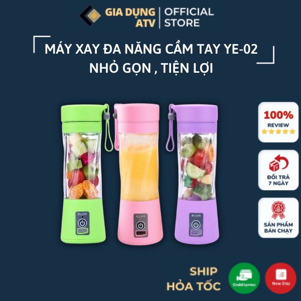Máy xay sinh tố cầm tay , máy xay đa năng YE-02 nhỏ gọn tiền lợi mang theo mọi nơi có pin tích điện
