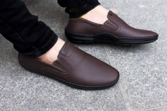 (GIÁ CỰC SỐC) Giày Lười Nam Da Bò Loại Tốt BOSS Nâu Cá Tính