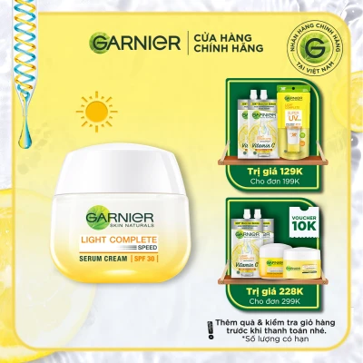 Kem dưỡng serum sáng da ban ngày Garnier Light Complete Vitamin C Serum Cream SPF30 50ml