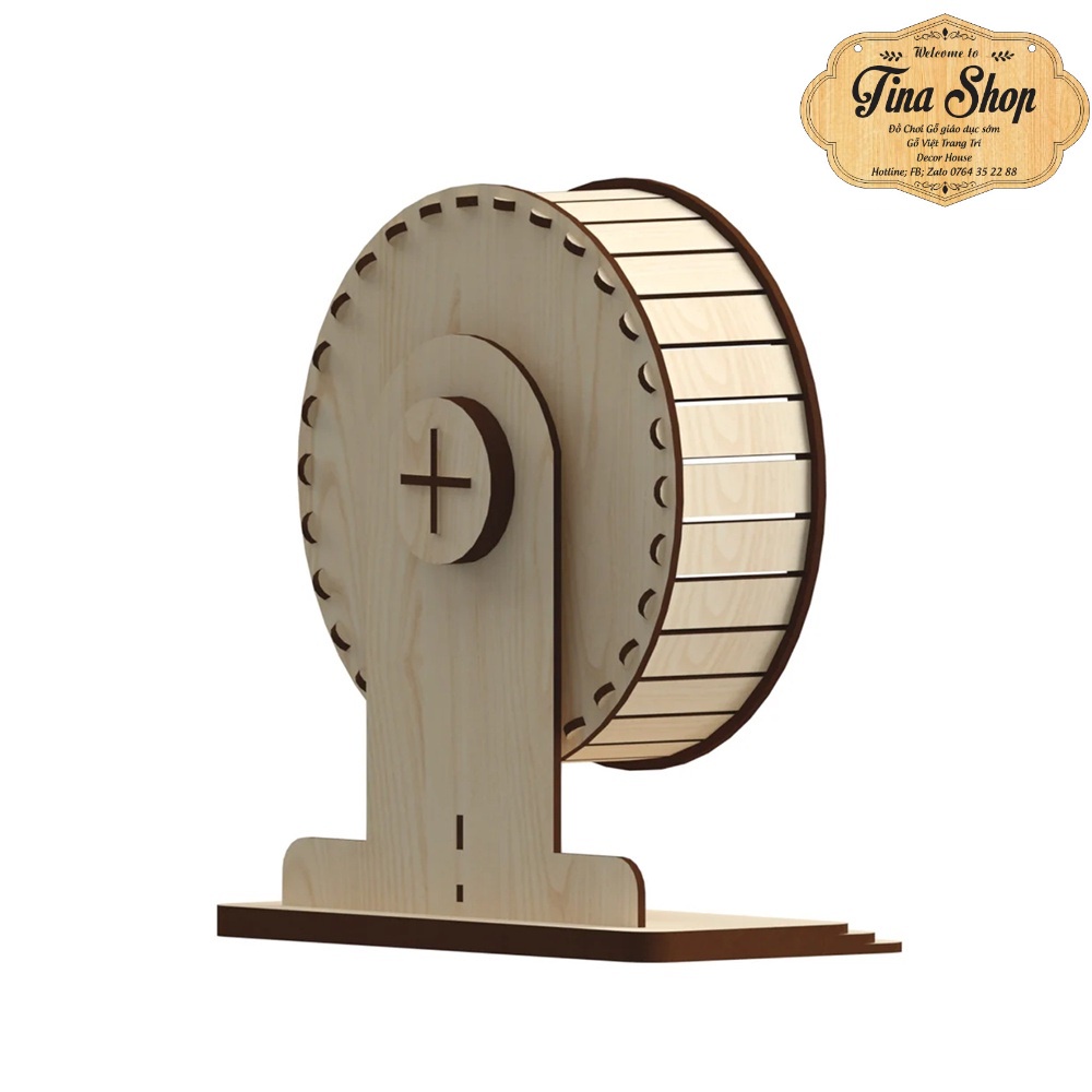 Wheel/Vòng Quay Chạy Gỗ Tự Lắp Ráp Cho Hamster size 17.5*21.8*6cm