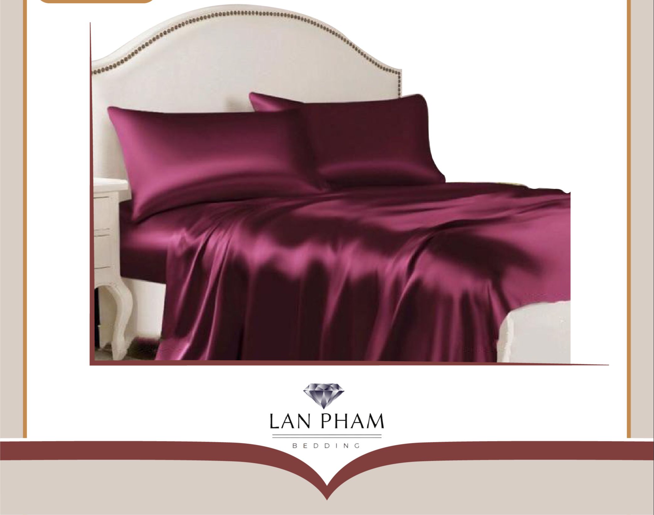 Ga - drap giường lẻ phi lụa lan pham bedding - màu đỏ mận