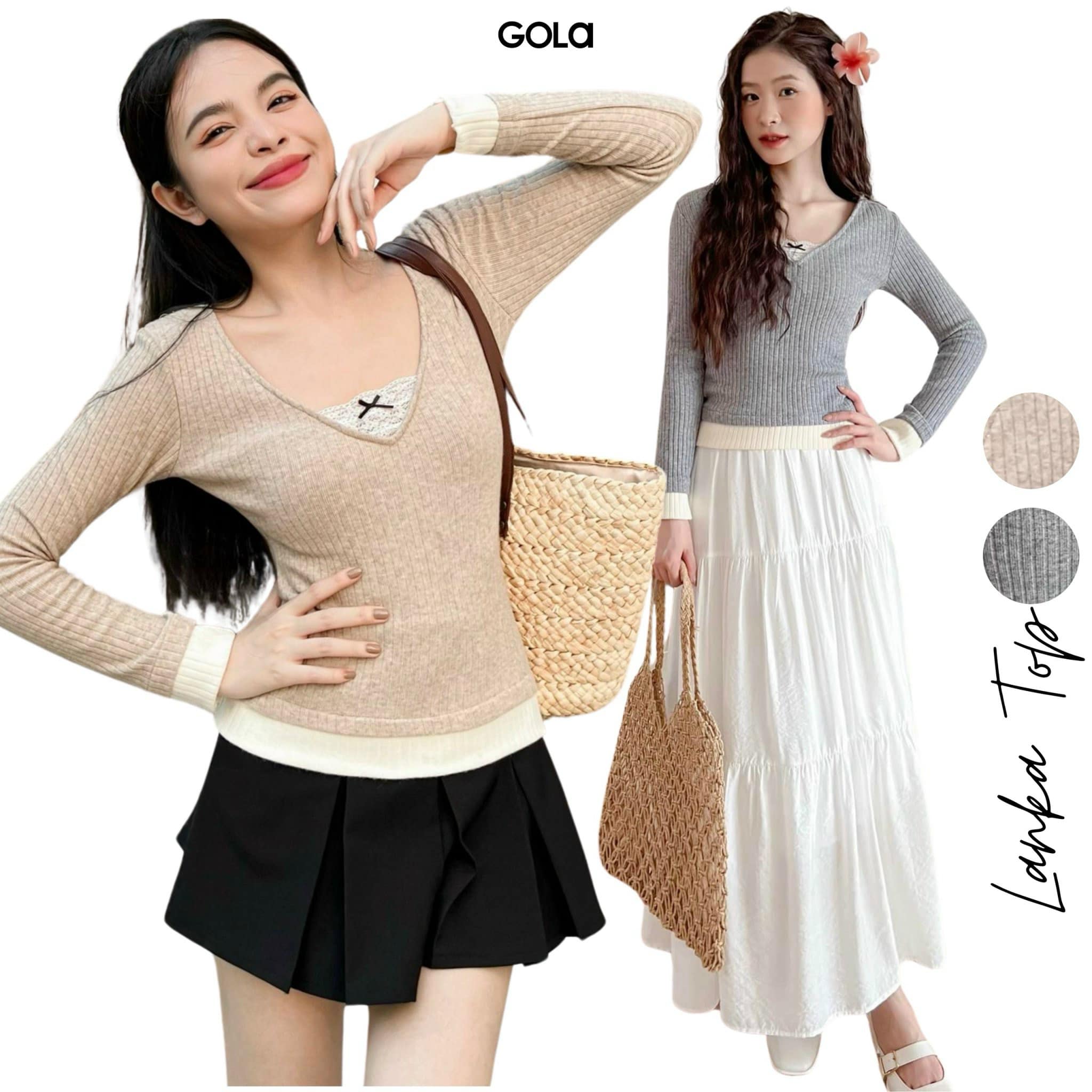 GOLA - Áo LANKA - Áo tay dài cổ V