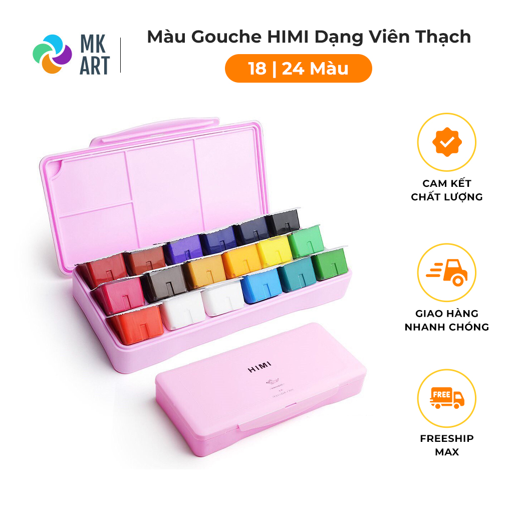 Màu Gouache HiMi dạng thạch bộ 18/24 màu