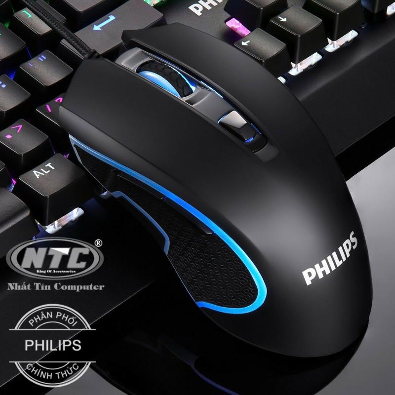 Chuột 6d chuyên game cao cấp philips spk9413 led đa màu - dpi 6400 thích hợp đồ họa và game