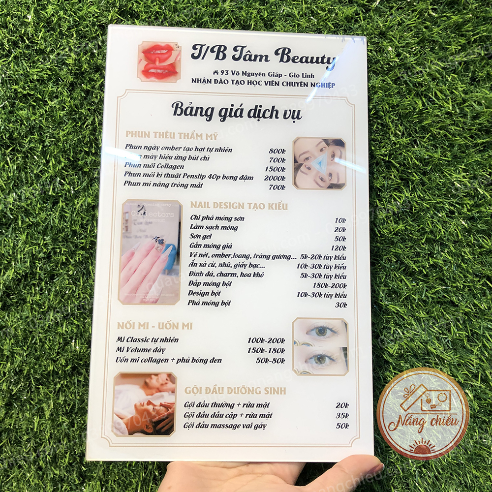 Bảng giá dịch vụ cho tiệm thẩm mỹ viện, menu giá cho tiệm nail ...