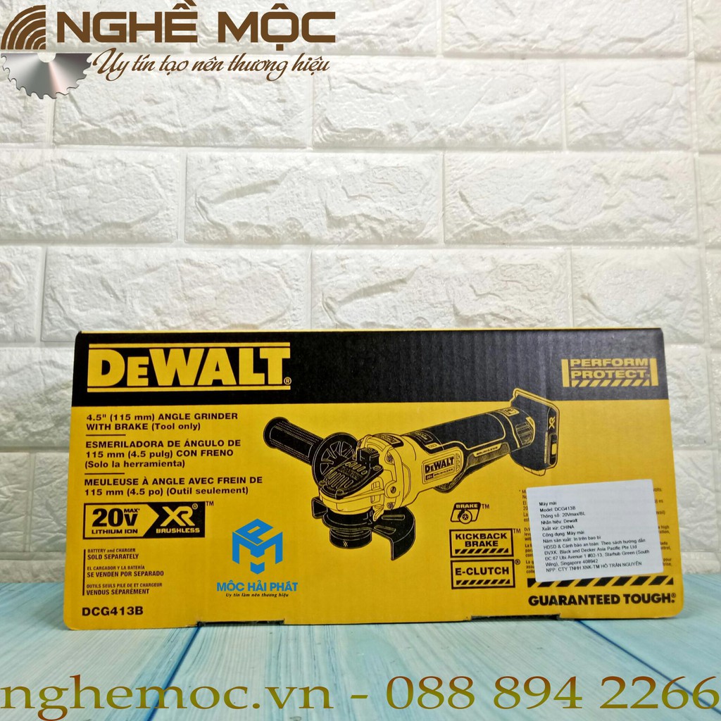 Máy mài pin dewalt dcg413 không chổi than công tắc bóp an toàn chính hãng 413 dewalt - nghề mộc