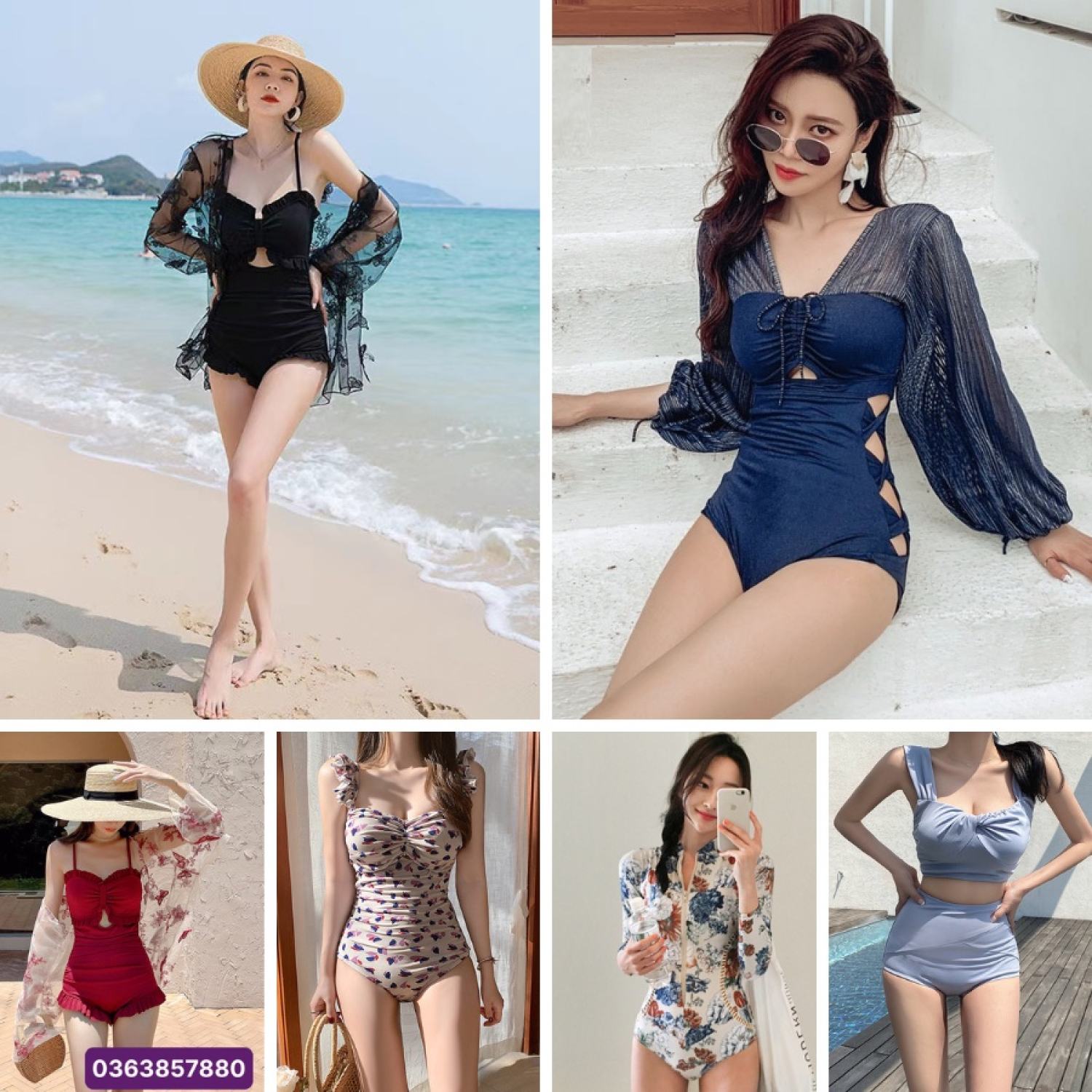 BIKINI đi biển siêu tôn dáng tổng hợp (đồ bơi dài tay)