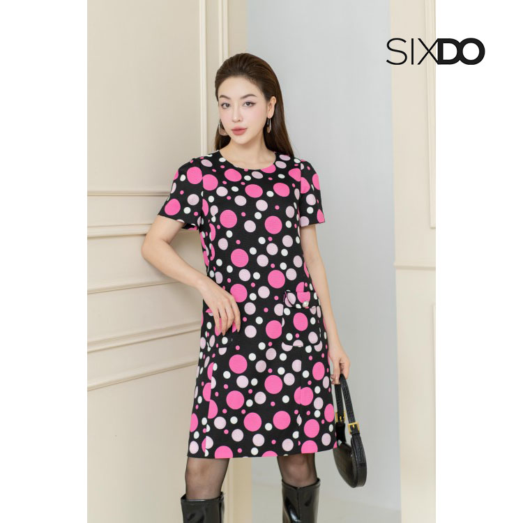 Đầm thô dáng suông họa tiết phối túi SIXDO (Mini Raw Dress)
