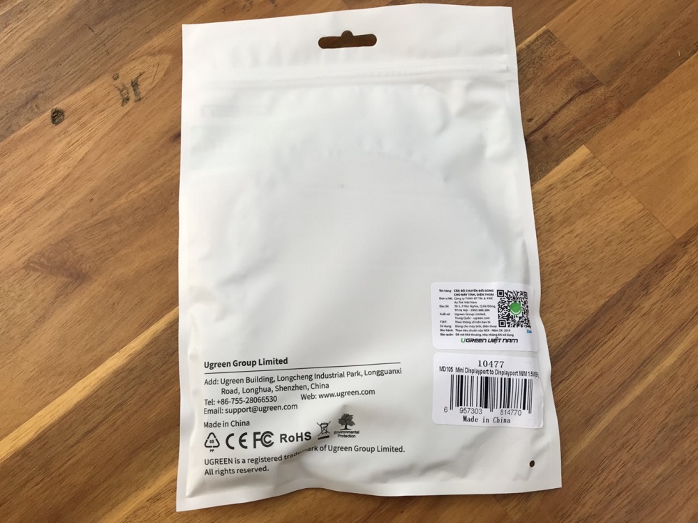 Cáp Mini DisplayPort To Displayport Dài 1,5M Ugreen UG - 10477